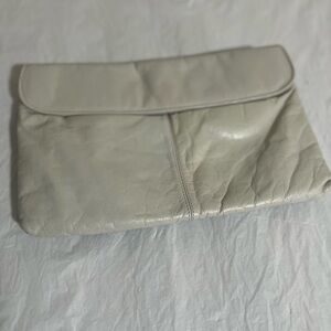 Vintage Chic Gray Leather Clutch